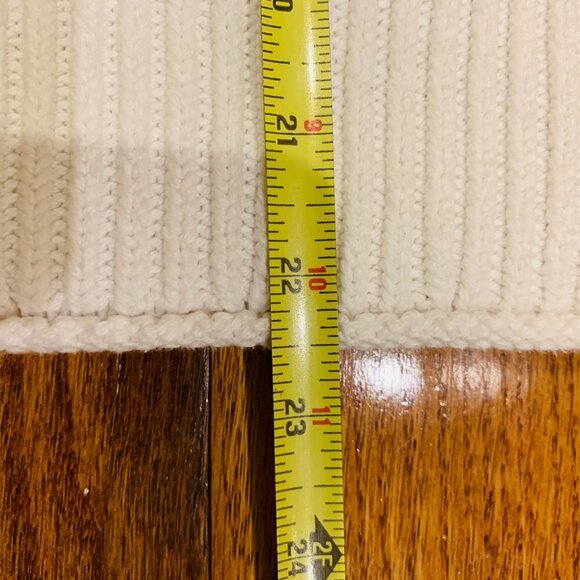 Vintage 90's J. Crew Irish Aran Fisherman Sweater White Cable Knit Turtleneck - Picture 9 of 16